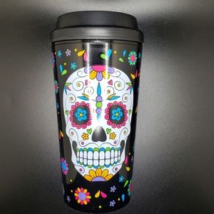 Dia De Los Muertos sugar skull travel mug 16.5 oz